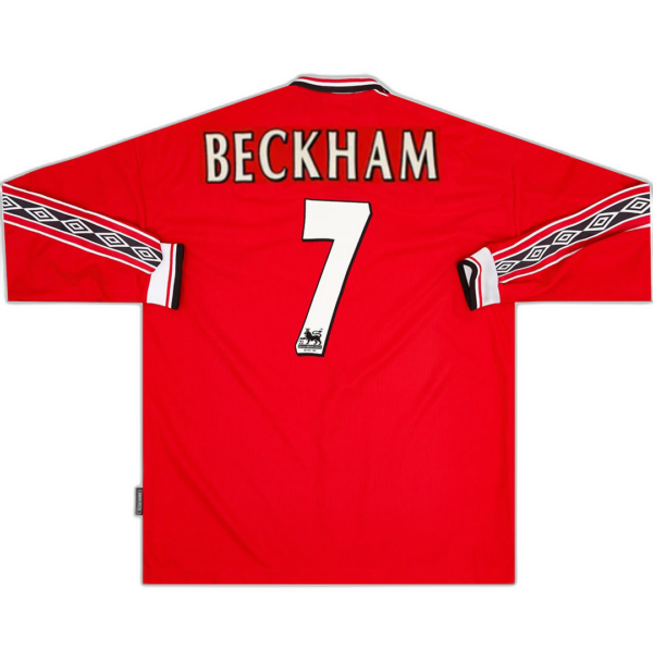 Beckham #7 Retro Manchester United Home Sleeve Sleeve Jersey 1998/00