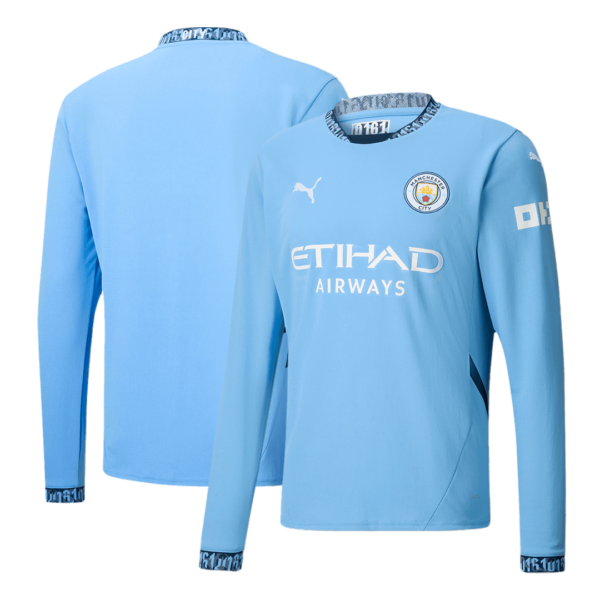 Manchester City Long Sleeve Jersey Home Football Shirt 2024/25 - Image 3