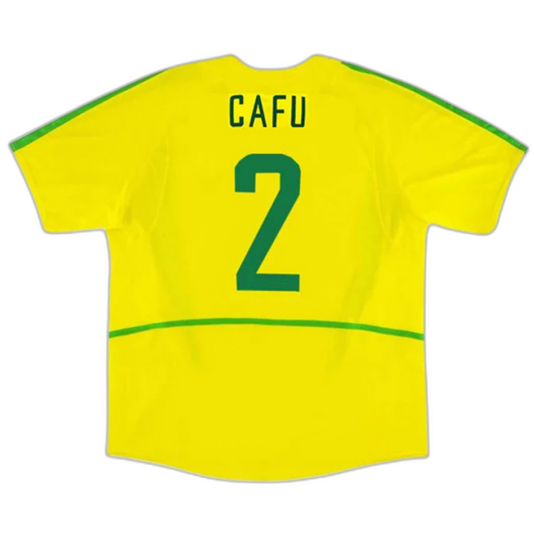 Brazil CAFU #2 Retro Jersey Home World Cup 2002