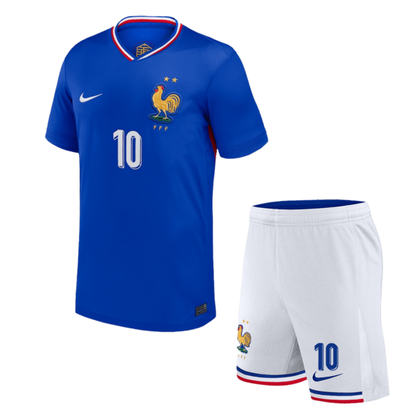 France MBAPPE #10 Home Jersey Kit EURO 2024 Kids(Jersey+Shorts) - Image 2