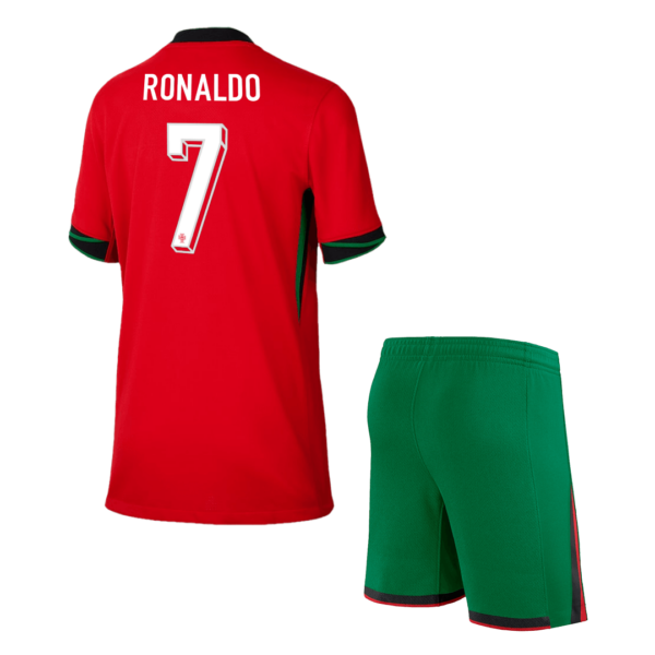 Portugal RONALDO #7 Home Jersey Kit EURO 2024 Kids(Jersey+Shorts) - Image 2