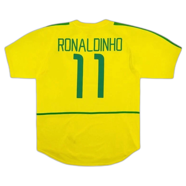 Brazil Ronaldinho #11 Retro Jersey Home World Cup 2002