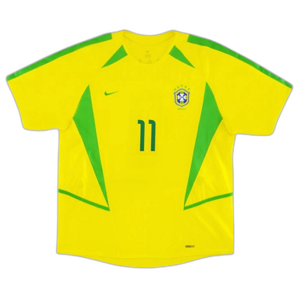 Brazil Ronaldinho #11 Retro Jersey Home World Cup 2002 - Image 2