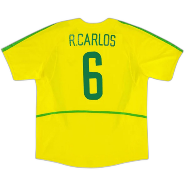 Brazil R.CARLOS #6 Retro Jersey Home World Cup 2002