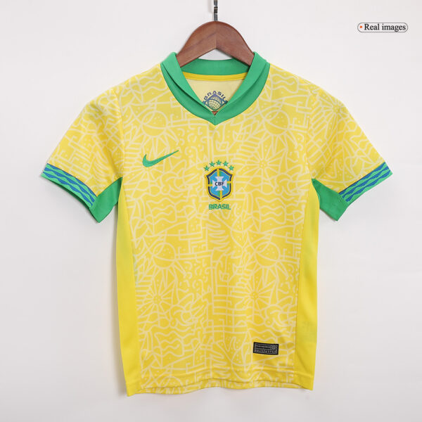 Brazil Home Jersey Kit Copa America 2024 Kids(Jersey+Shorts) - Image 4