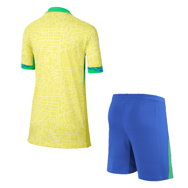 Brazil Home Jersey Kit Copa America 2024 Kids(Jersey+Shorts) - Image 2