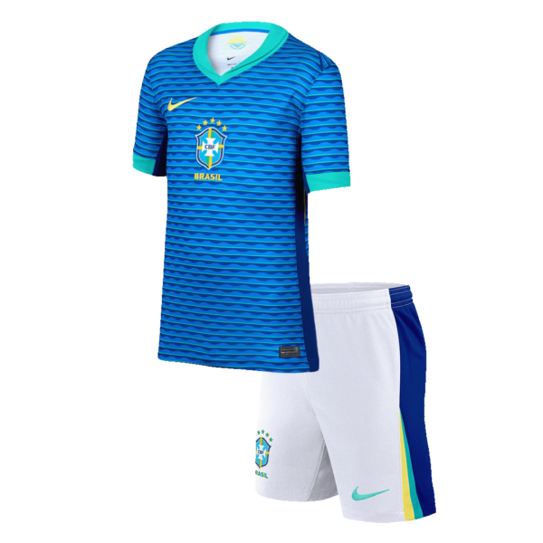 Brazil Away Jersey Kit Copa America 2024 Kids(Jersey+Shorts)