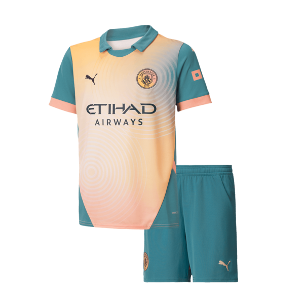 Manchester City Fourth Away Soccer Jersey Kit 2024/25 Kids(Jersey+Shorts)- Definitely City (UCL)