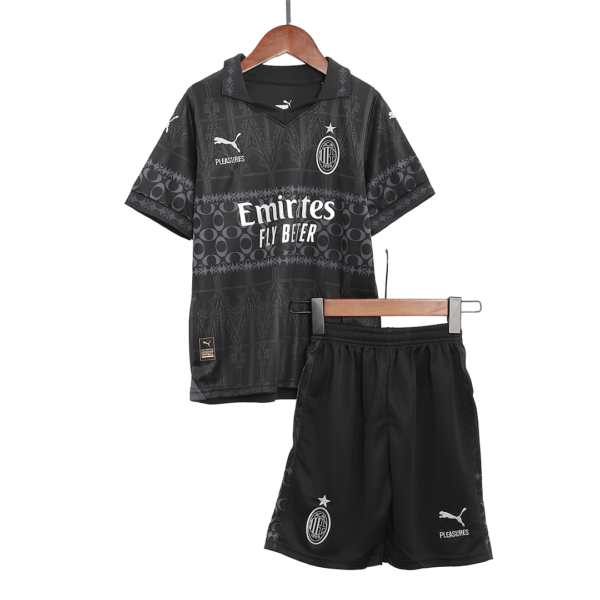 AC Milan x Pleasures Fourth Away Jersey Kit 2023/24 Kids(Jersey+Shorts)